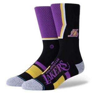 Stance Mens L (9-13) Los Angeles Lakers Infiknit Casual Crew Socks Purple Black
